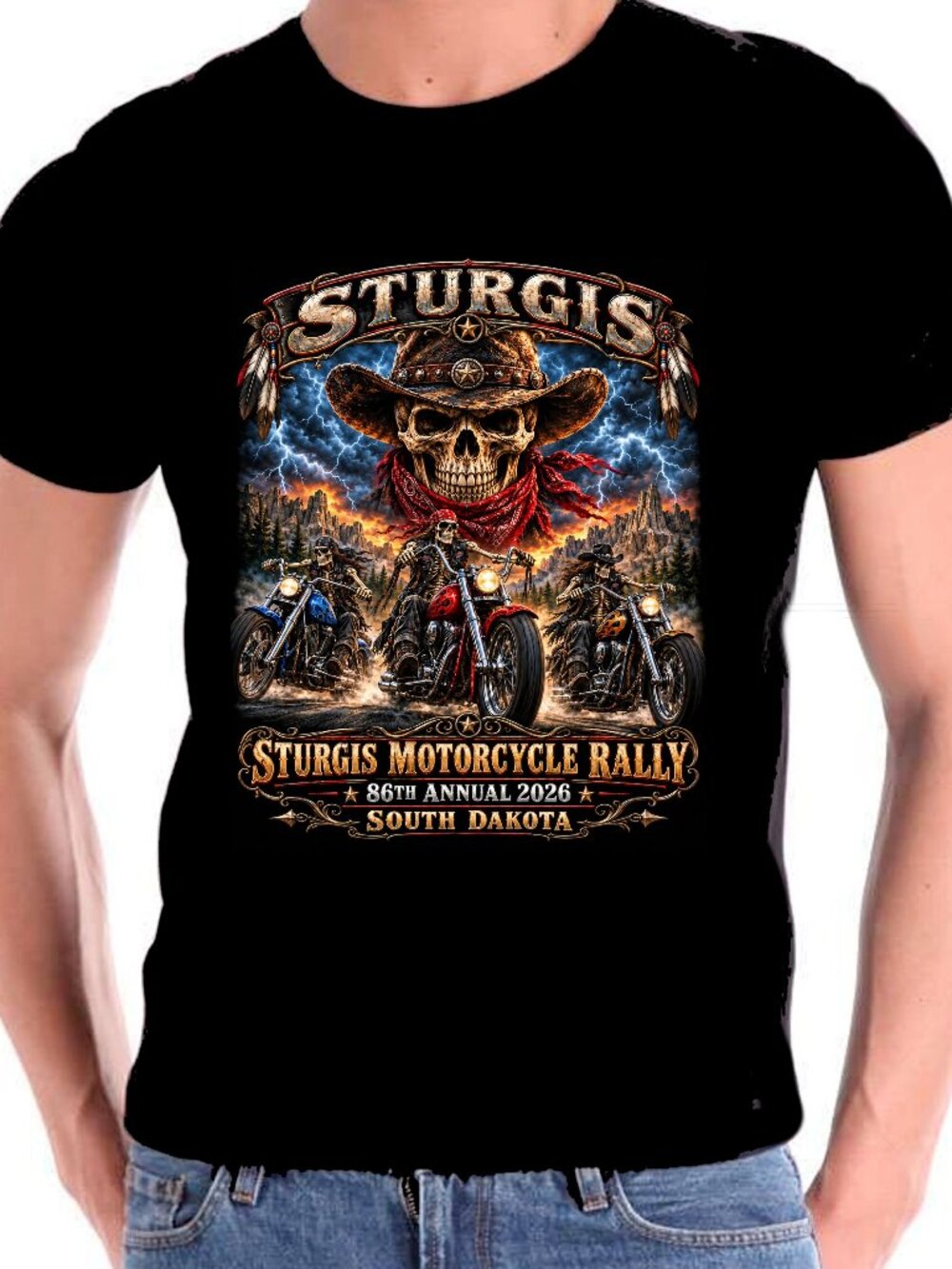 Motorcycle T shirt Art Sturgis 2026 Motorcycle Rally 86 Annual 100%  all cotton